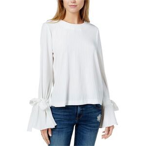 J.O.A. Womens Striped Knit Blouse, white, S